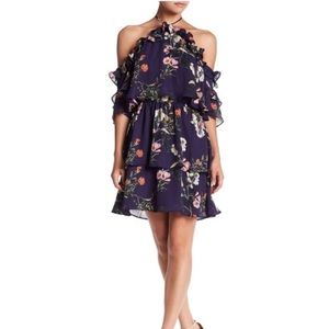 Parker Daphne Floral Ruffle Halter Dress XS